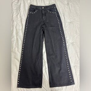 House of Harlow 1960 Black Charcoal Studded Flare Jeans